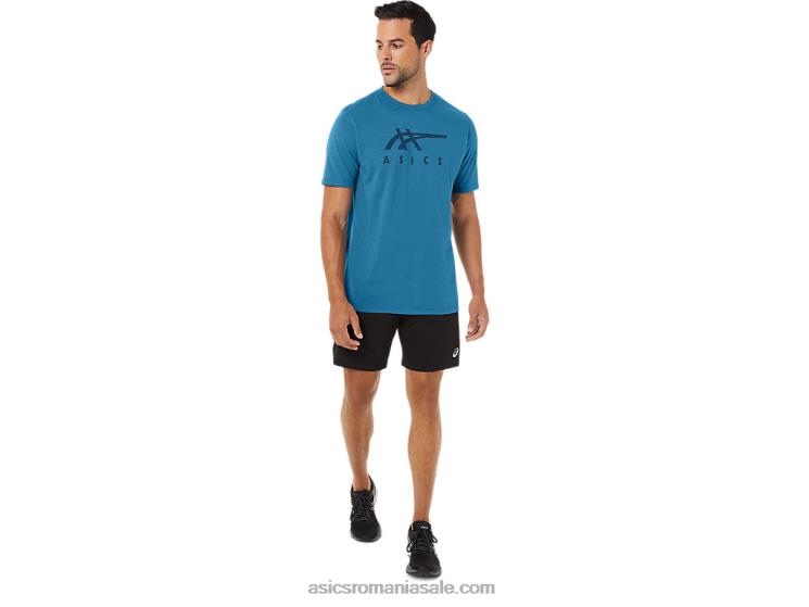 Asics insula albastră erica tricou cu mânecă scurtă în dungi ZF464166