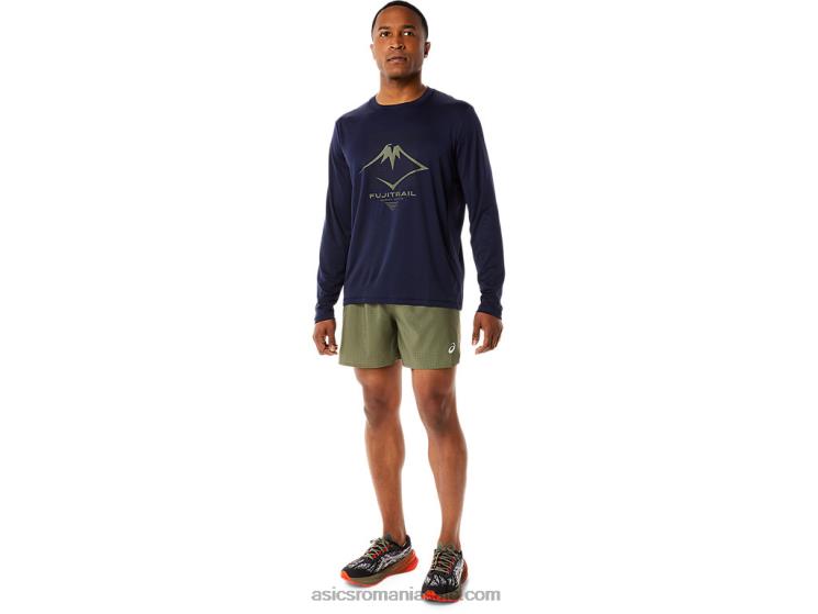 Asics miezul nopţii bluză cu mânecă lungă cu logo Fujitrail pentru bărbați ZF4641067