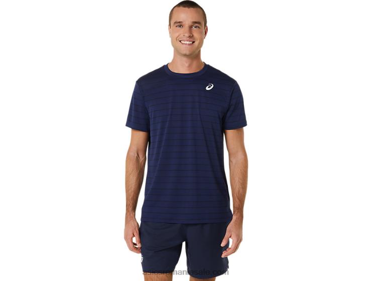 Asics miezul nopţii top cu mânecă scurtă cu dungi curte pentru bărbați ZF464443