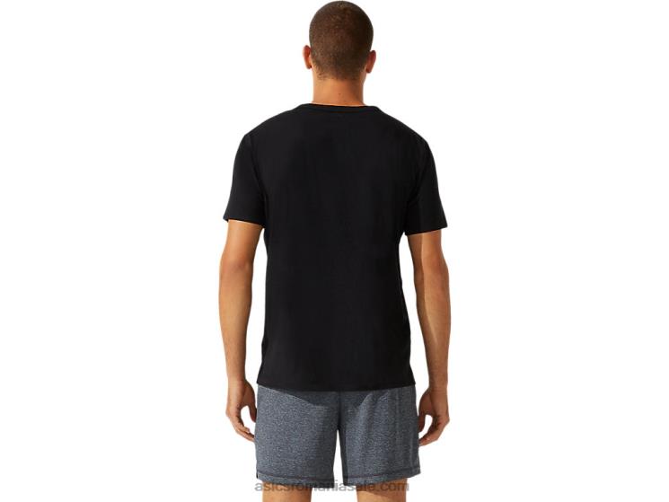 Asics negru de performanță bluză bărbătească cu mânecă scurtă cu buzunar petic ZF4641964