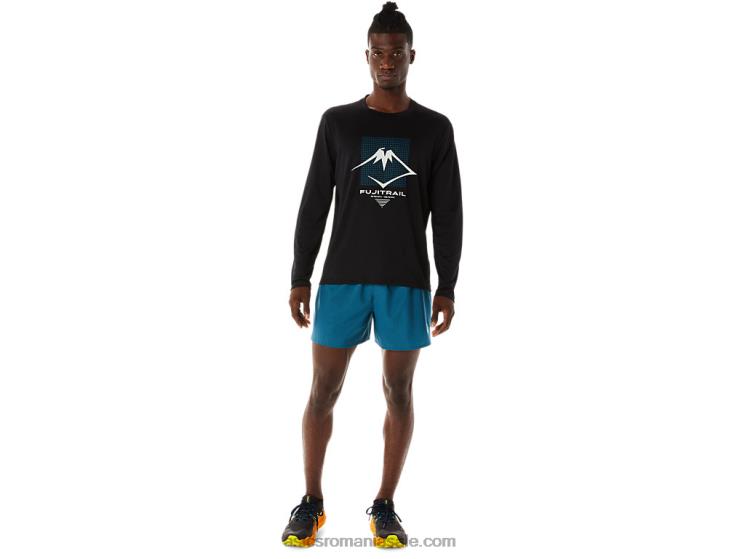 Asics negru de performanță bluză cu mânecă lungă cu logo Fujitrail pentru bărbați ZF464508