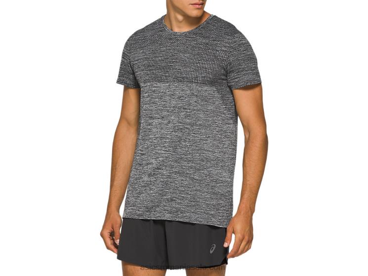 Asics negru de performanță mânecă scurtă fără sudură pentru bărbați ZF4642047