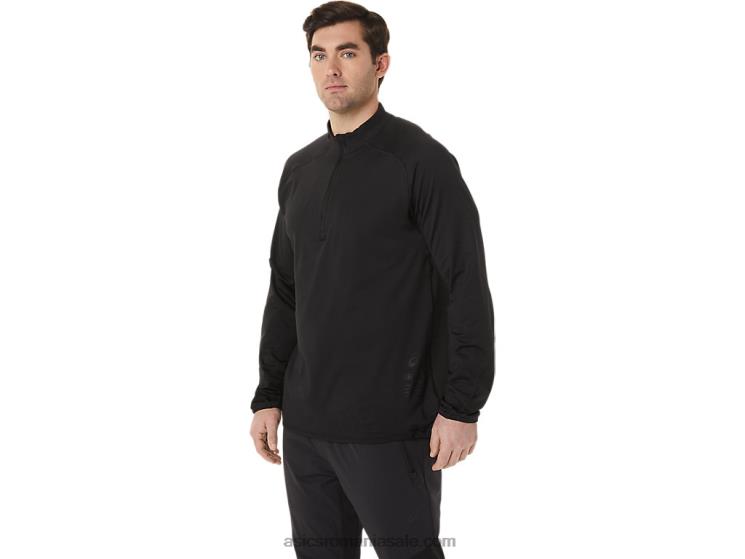 Asics negru de performanță top bărbați actibreeze jacquard cu fermoar 1/2 ZF464760