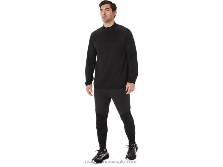 Asics negru de performanță top bărbați actibreeze jacquard cu fermoar 1/2 ZF464760