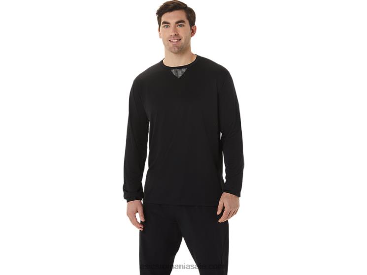 Asics negru de performanță top cu mânecă lungă din jacquard răcoritor actibreeze pentru bărbați ZF464991