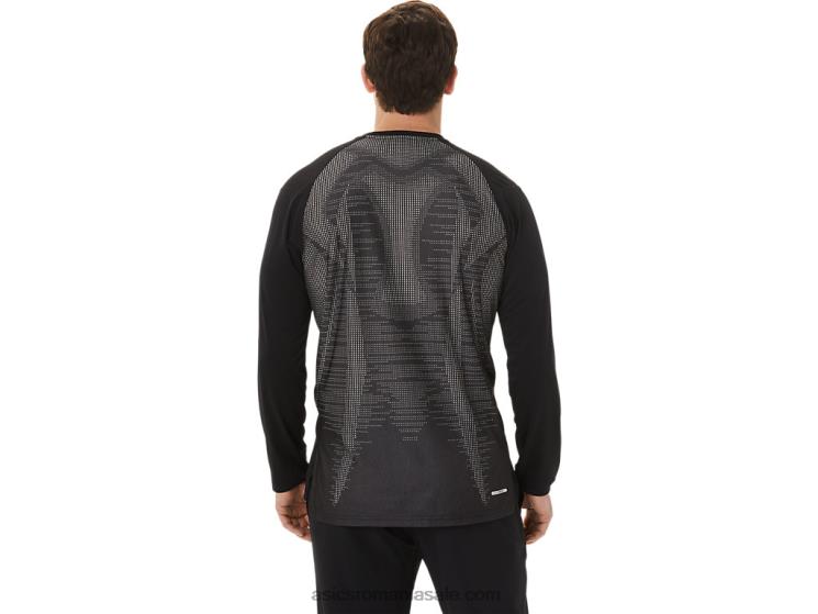Asics negru de performanță top cu mânecă lungă din jacquard răcoritor actibreeze pentru bărbați ZF464991
