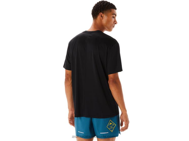 Asics negru de performanță top cu mânecă scurtă cu logo Fujitrail pentru bărbați ZF464526
