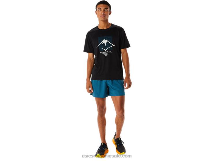 Asics negru de performanță top cu mânecă scurtă cu logo Fujitrail pentru bărbați ZF464526