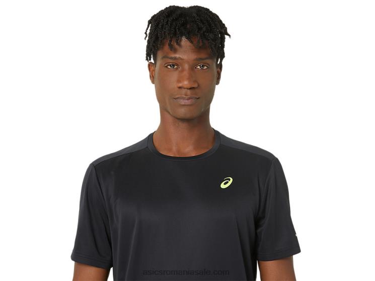 Asics negru de performanță top cu mânecă scurtă din plasă lite-show ZF464120