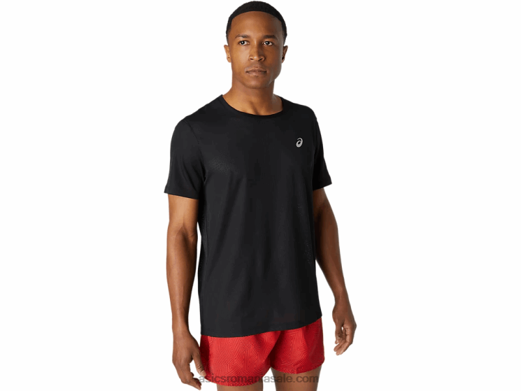 Asics negru de performanță top cu mânecă scurtă ventilat pentru bărbați ZF4641788