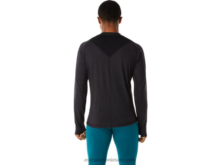 Asics negru de performanță top cu mâneci lungi pentru alergare de iarnă pentru bărbați ZF464825