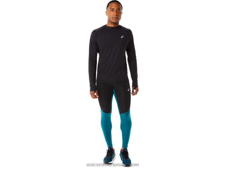 Asics negru de performanță top cu mâneci lungi pentru alergare de iarnă pentru bărbați ZF464825