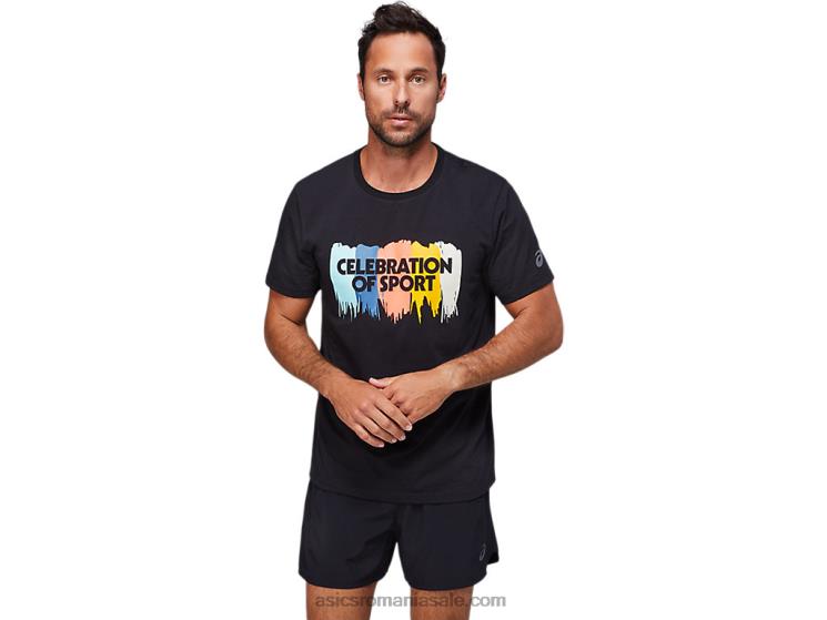 Asics negru de performanță top grafic cu maneca scurta ZF4641757