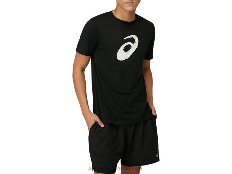 Asics negru de performanță tricou cu mânecă scurtă cu pensulă ZF4642075
