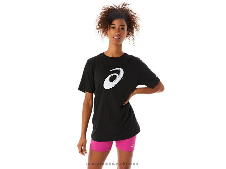 Asics negru de performanță tricou cu mânecă scurtă cu pensulă ZF4642075
