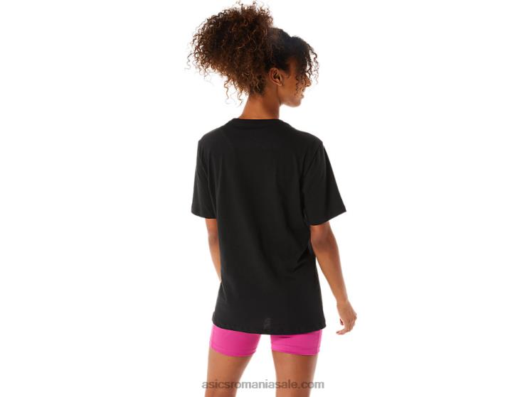 Asics negru de performanță tricou cu mânecă scurtă cu pensulă ZF4642075