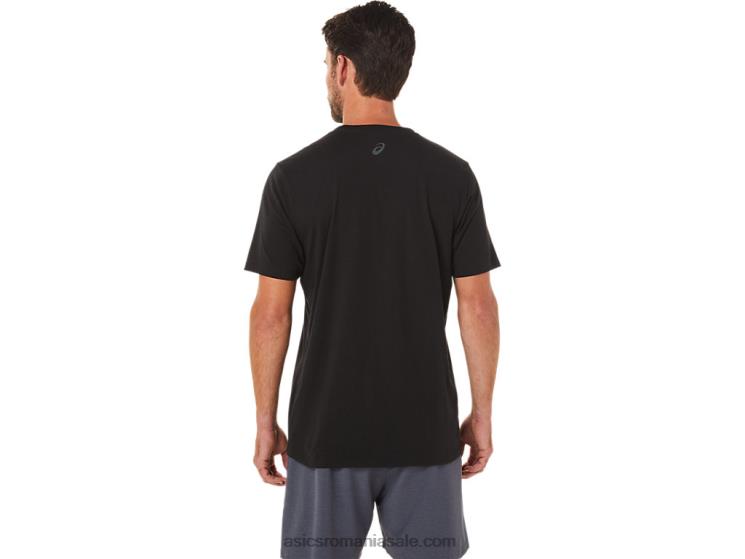 Asics negru de performanță tricou cu mânecă scurtă în dungi ZF4641650
