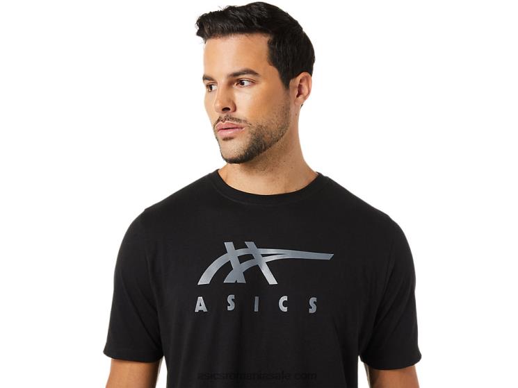 Asics negru de performanță tricou cu mânecă scurtă în dungi ZF4641716