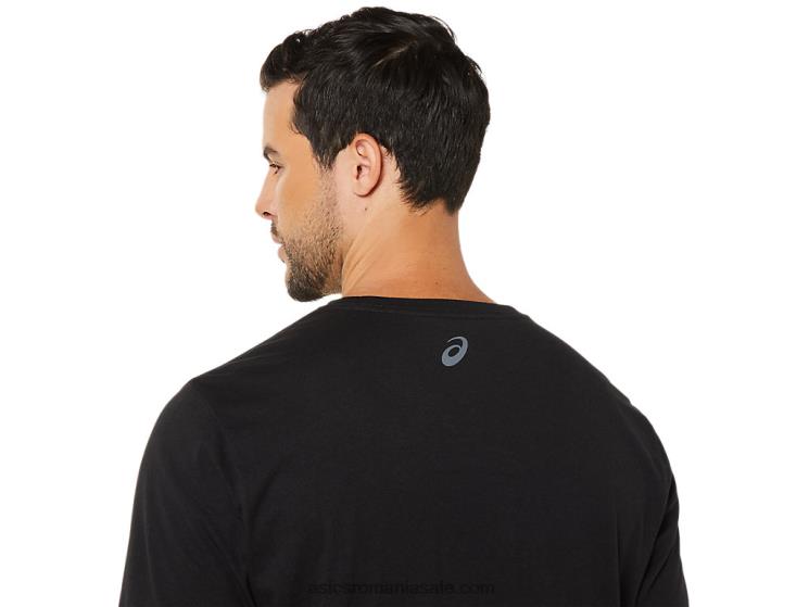 Asics negru de performanță tricou cu mânecă scurtă în dungi ZF4641716