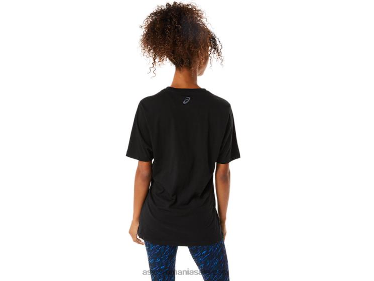 Asics negru de performanță tricou cu mânecă scurtă în dungi ZF4641716