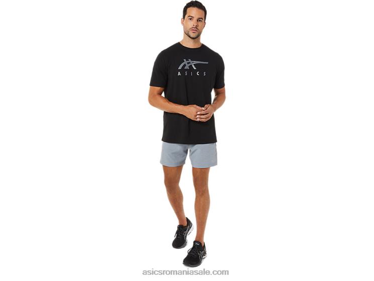 Asics negru de performanță tricou cu mânecă scurtă în dungi ZF4641716