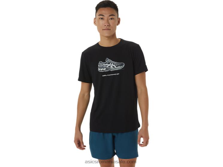 Asics negru de performanță tricou grafic cu mânecă scurtă ZF4641380