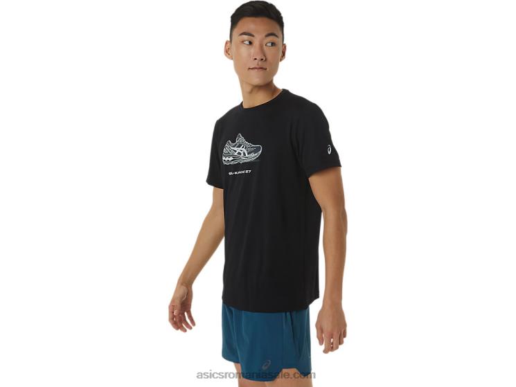 Asics negru de performanță tricou grafic cu mânecă scurtă ZF4641380