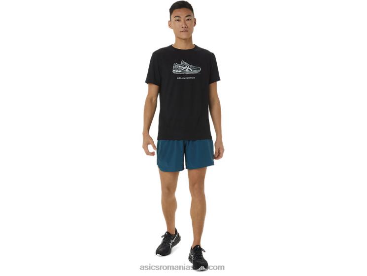 Asics negru de performanță tricou grafic cu mânecă scurtă ZF4641380