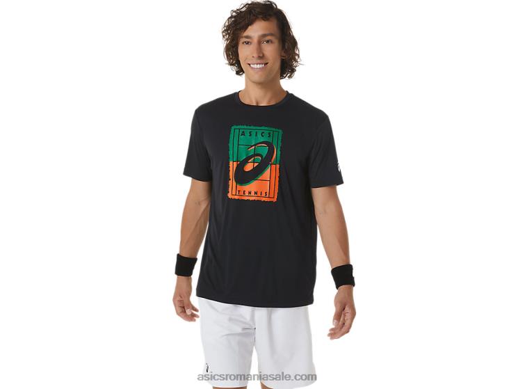 Asics negru de performanță tricou grafic pentru bărbați Court gs ZF464450
