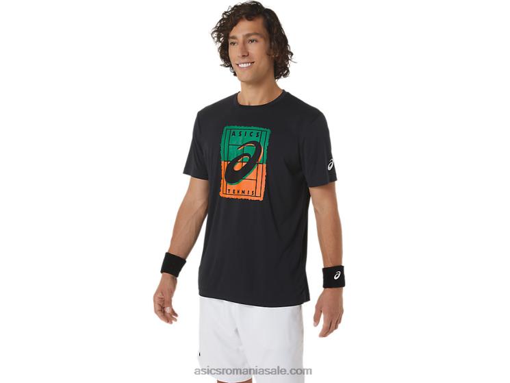 Asics negru de performanță tricou grafic pentru bărbați Court gs ZF464450