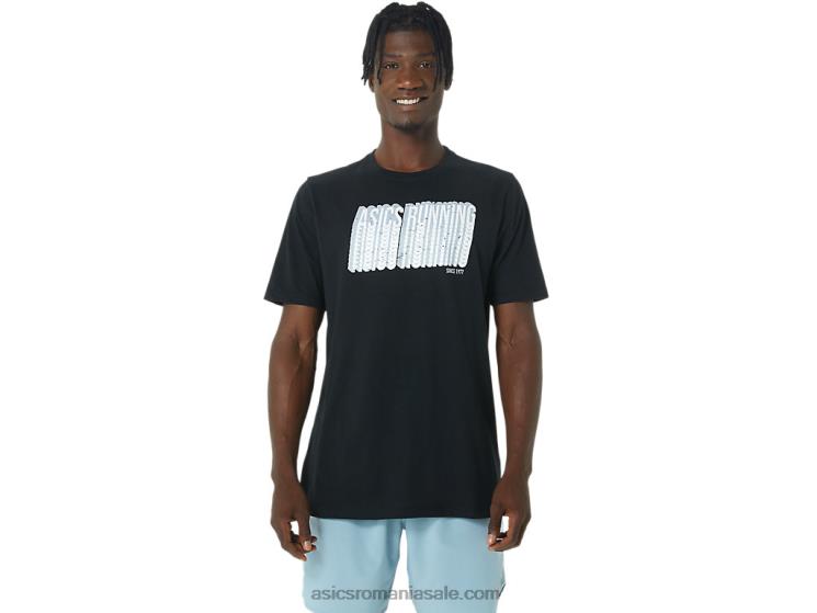 Asics negru de performanță tricou lung cu logo abstract ZF464795