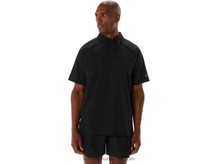 Asics negru de performanță tricou polo actibreeze jacquard pentru bărbați ZF464270