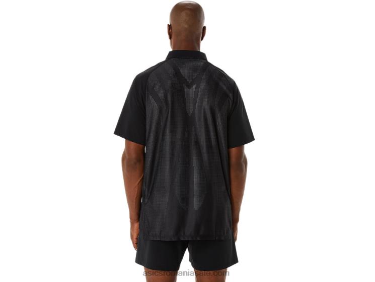 Asics negru de performanță tricou polo actibreeze jacquard pentru bărbați ZF464270