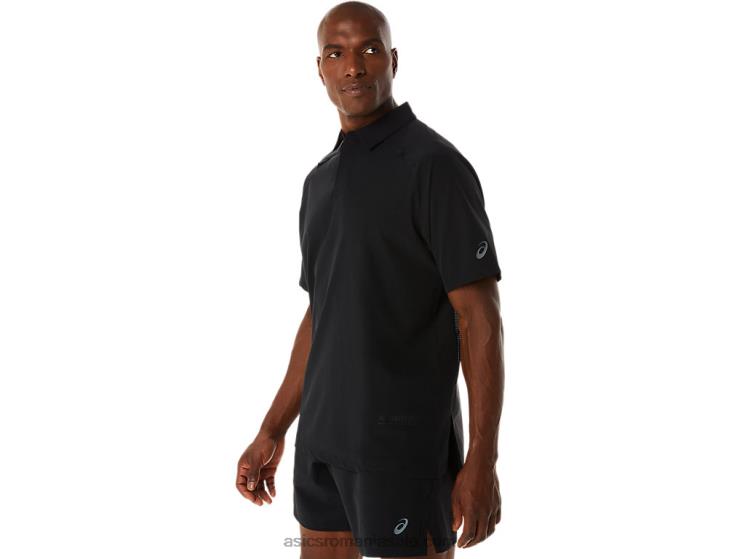 Asics negru de performanță tricou polo actibreeze jacquard pentru bărbați ZF464270