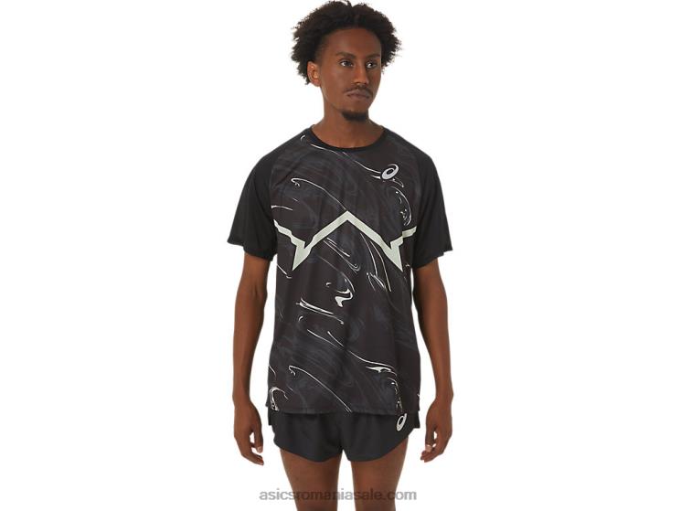 Asics negru de performanță/verde șoaptă top cu mânecă scurtă pentru bărbați cj-line ZF464255