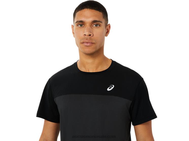 Asics negru performant/gri grafit top cu mânecă scurtă pentru bărbați ZF4641396