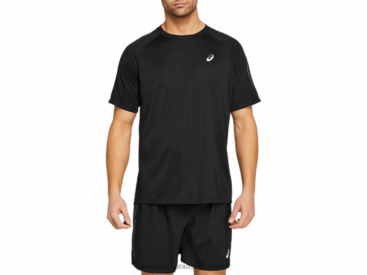 Asics negru performant/gri purtător top cu mânecă scurtă icon pentru bărbați ZF4641978