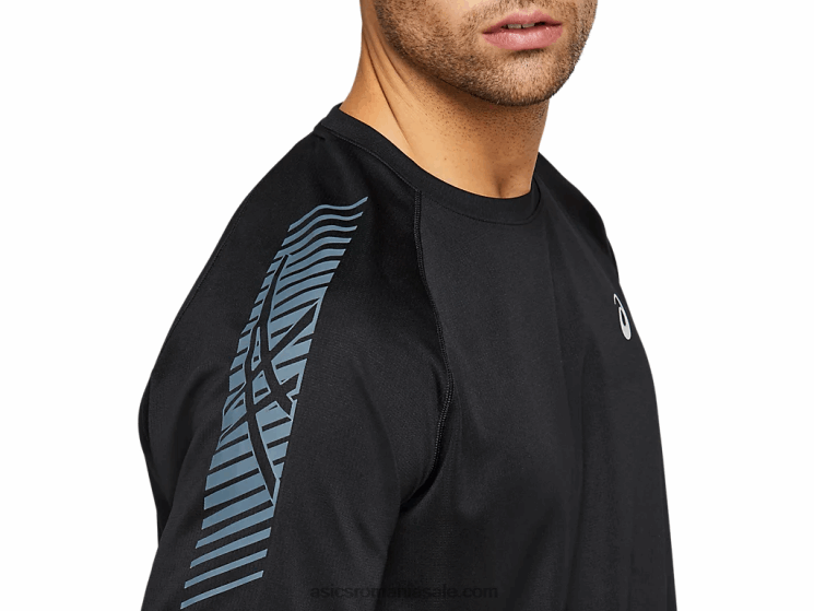 Asics negru performant/gri purtător top cu mânecă scurtă icon pentru bărbați ZF4641978
