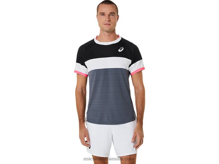 Asics negru performant/gri purtător top cu mânecă scurtă pentru bărbați ZF464454