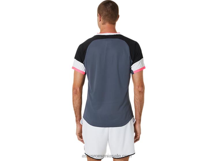 Asics negru performant/gri purtător top cu mânecă scurtă pentru bărbați ZF464454
