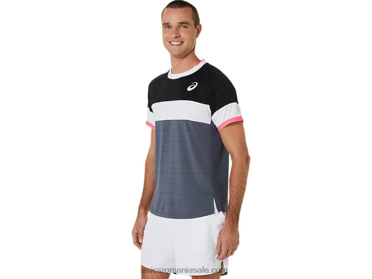 Asics negru performant/gri purtător top cu mânecă scurtă pentru bărbați ZF464454