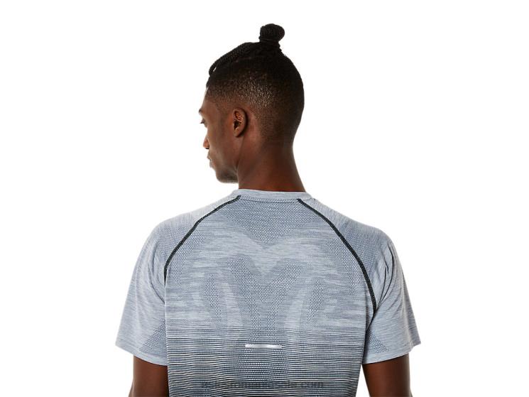 Asics negru performant/gri purtător top fără cusături pentru bărbați cu mânecă scurtă ZF4641127