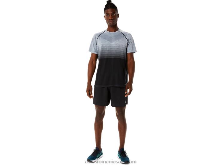 Asics negru performant/gri purtător top fără cusături pentru bărbați cu mânecă scurtă ZF4641127