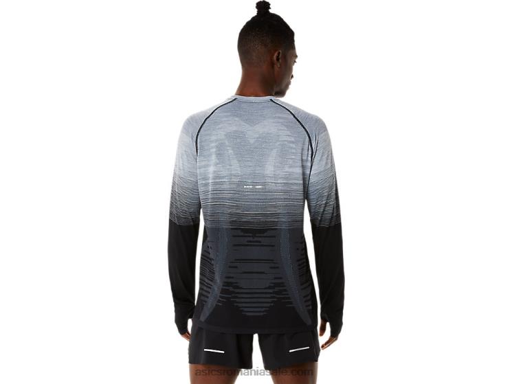 Asics negru performant/gri purtător top fără cusături pentru bărbați cu mâneci lungi ZF4641073
