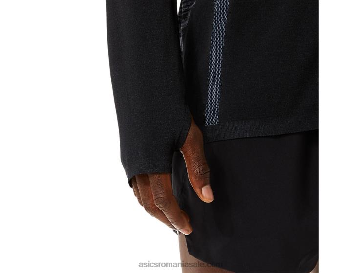Asics negru performant/gri purtător top fără cusături pentru bărbați cu mâneci lungi ZF4641073