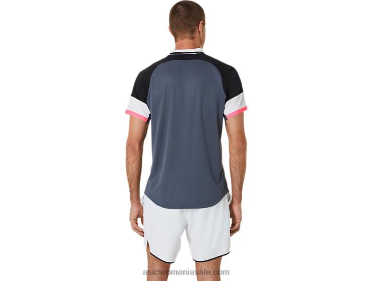 Asics negru performant/gri purtător tricou polo pentru bărbați ZF464564