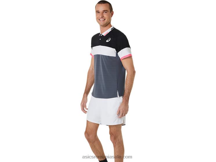 Asics negru performant/gri purtător tricou polo pentru bărbați ZF464564