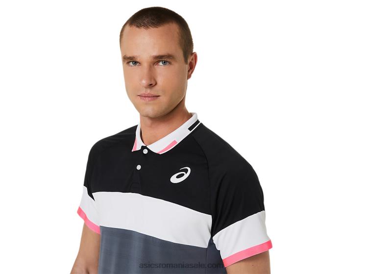Asics negru performant/gri purtător tricou polo pentru bărbați ZF464564