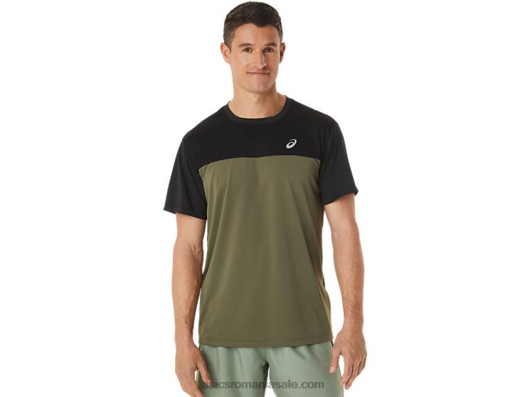 Asics negru performant/verde manta top cu mânecă scurtă pentru bărbați ZF4641116