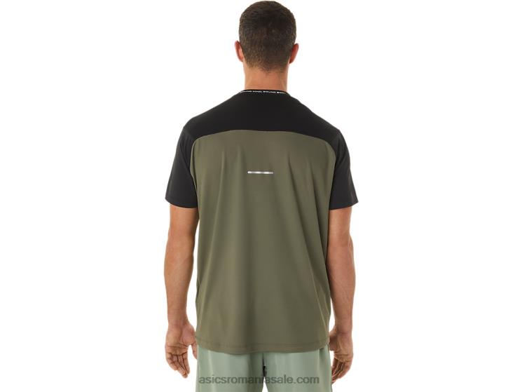 Asics negru performant/verde manta top cu mânecă scurtă pentru bărbați ZF4641116